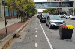 Protected bike lane downtown